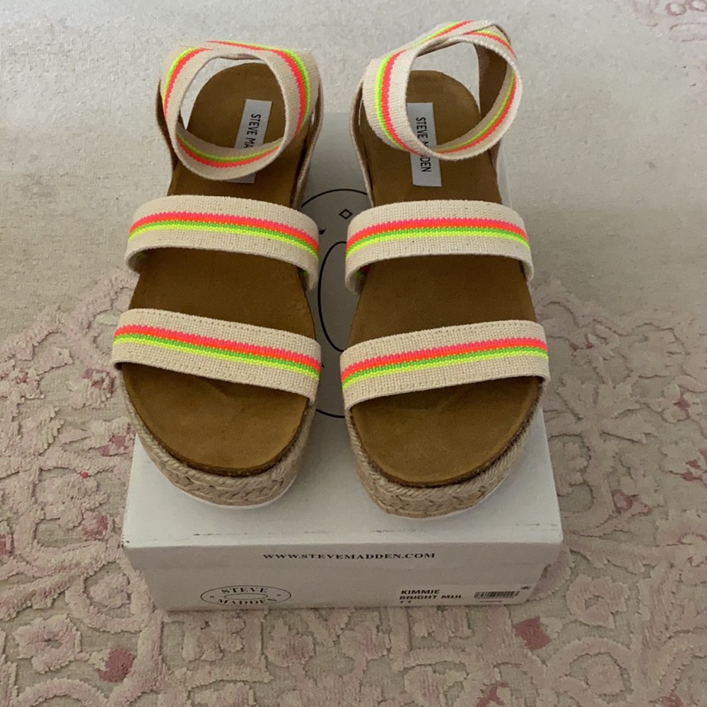 Nib Steve Madden Neon Platform Kimmie Sandal - image 2